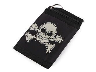 Textilní peněženka s řetízkem - 1 ks - 47 černá lebka