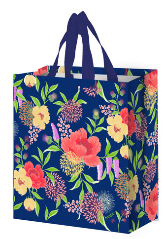 Taška lamino 14l  květy modrá