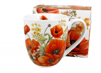 Porcelánový hrnek XXL - máky, 1000 ml