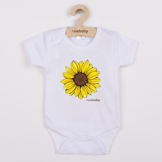 Dětské body s potiskem New Baby Slunečnice  - krátký rukáv - velikost 56 (0-3m)