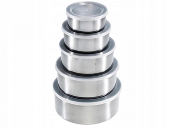 Sada ocelových misek 5v1 s víčkem - stříbrný