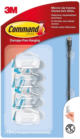 Uchwyty do kabli 17017CLR PL transparentne małe 4szt Command, 3M
