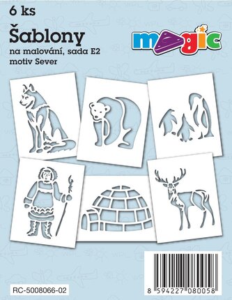 Papírové šablony MAGIC, 11x14cm, 6ks, sada E2 - SEVER