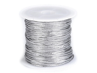 Plochá šňůrka s lurexem šíře 1,1 mm vánoční - 1 ks - 1 stříbrná