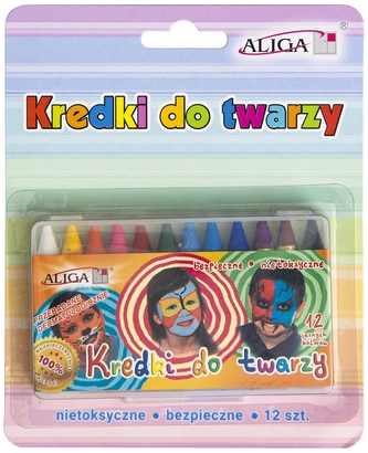 Kredki do malowania twarzy 12-kol. FC-12/B blister, Aliga