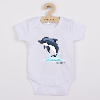 Dětské body s potiskem New Baby Dolphin- krátký rukáv - velikost 86 (12-18m)