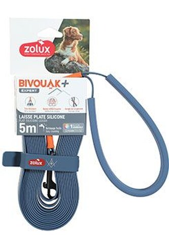 Vodítko pes BIVOUAK ploché,silik.15mm/5m modrá Zolux