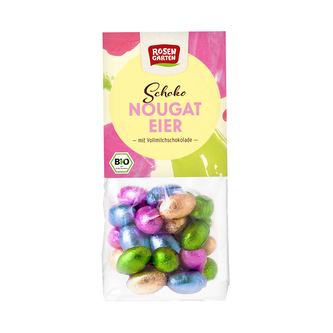 Vajíčka z mléčné čokolády plněná nugátem 100 g BIO   ROSENGARTEN