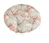 Sedák Adéla prošívaný kulatý - Lilie losos, šedá - průměr 40 cm