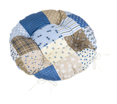 Sedák Adéla prošívaný kulatý - Patchwork modrá - průměr 40 cm