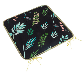 Sedák Adéla hladký - Lístky na černé - 40x40 cm hladký