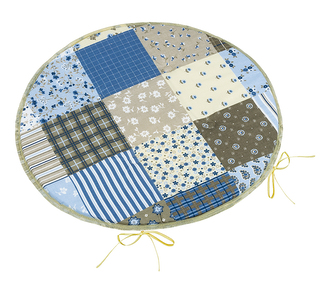 Sedák Adéla kulatý hladký - Patchwork modrá - průměr 40 cm