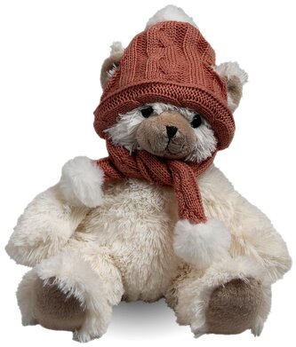 Plyšový medvěd Loeke s pletenou čepicí malý