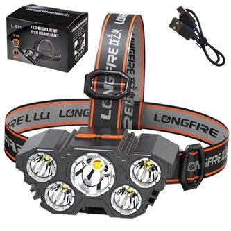 Latarka czołowa LED 5 diod czujnik ruchu 4 tryby