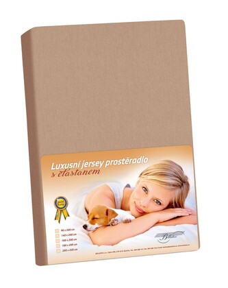 Jersey s elastanem - kávová - 140x200 cm