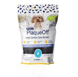ProDen PlaqueOff® Mini Dental Bones zeleninové s příchutí borůvky 340g