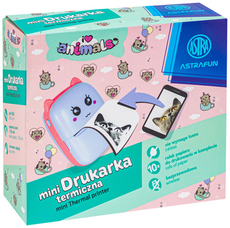 Drukarka termiczna Astrafun Animals - 1 szt. box + 10 rolek białego papieru, Astra Drukarka termiczna Astrafun Animals - 1 szt. box + 10 rolek białego papieru, Astra