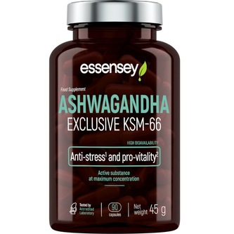 ASHWAGANDHA EXCLUSIVE KSM-66 90 KAPSLÍ ESSENSEY