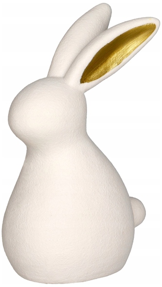 Dekoracja ceramiczna królik, 6x8,5x12,5cm, różowy pastelowy + złote uszy, Incood