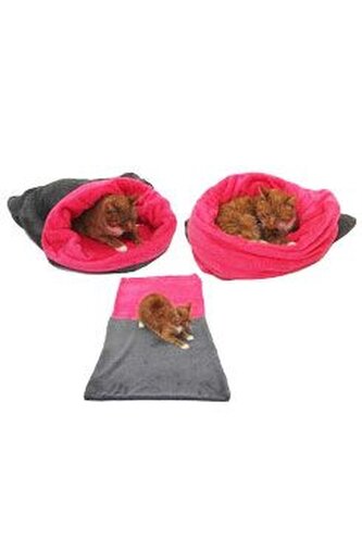 Marysa pelíšek 3v1 pro kočky, šedý/tmavě růžový, velikost XL