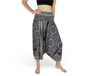 Harémové kalhoty aladin NATSU, multicolor mandala, černá, bez šňůrky