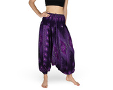 Harémové kalhoty aladin NATSU, plankton, fialová, se šňůrkou, kolečka v pase