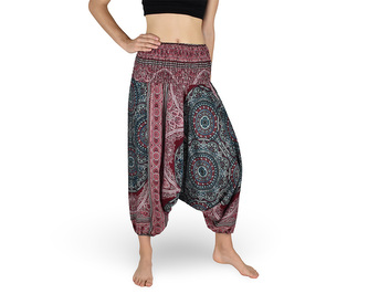 Harémové kalhoty aladin NATSU, multicolor mandala, červená, bez šňůrky