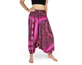 Harémové kalhoty aladin NATSU, trojzubec v kruhu, růžová, se šňůrkou, kruh v pase