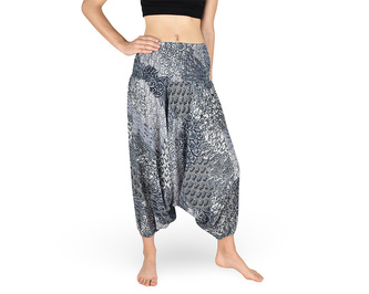 Harémové kalhoty aladin NATSU, multicolor patchwork, šedá, bez šňůrky, světlý pas