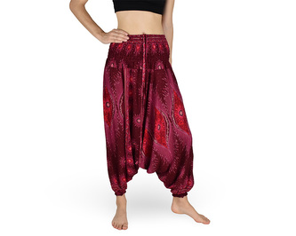 Harémové kalhoty aladin NATSU, plankton, červená, se šňůrkou, kolečka v pase