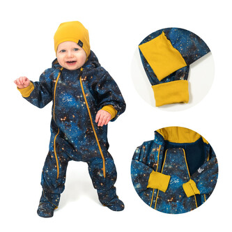 Rostoucí softshellová kombinéza s fleecem Galaxie; Barva: modrá; Velikost: 56 - 62