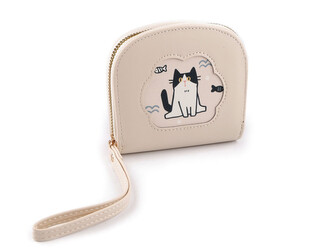 Peněženka kočka 10x11 cm - 1 ks - 1 béžová světlá