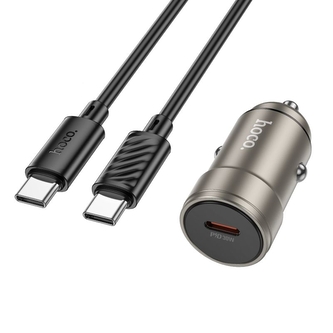 CL adaptér HOCO Z57,1x USB C, PD 30W, QC 3.0, kabel USB C na USB C, barva černá