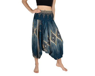 Harémové kalhoty aladin NATSU, krásnoočko, tyrkysovo-béžová, bez šňůrky