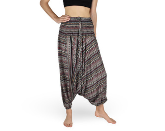 Harémové kalhoty aladin NATSU, proužky, hnědá, se šňůrkou, II. jakost