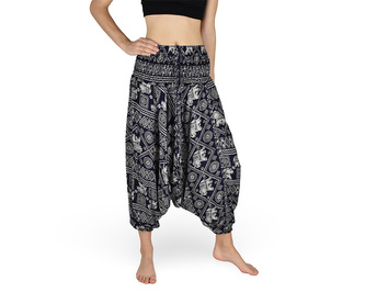 Harémové kalhoty aladin NATSU, sloni, tmavě modrá, se šňůrkou, II. jakost