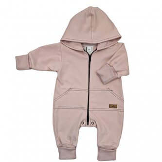 Dětský teplákový overal s prodlouženými náplety, pudrově růžový, vel. 92; 92 (18-24m)