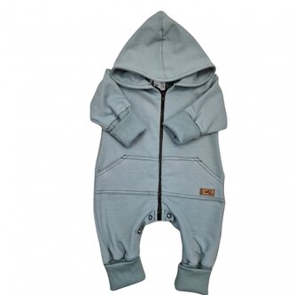 Dětský teplákový overal s prodlouženými náplety, tm. mátová, vel. 62; 62 (2-3m)