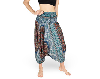 Harémové kalhoty aladin NATSU, multicolor mandala, tyrkysová, bez šňůrky, II. jakost