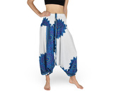 Harémové kalhoty aladin NATSU, mandala, se šňůrkou, bílo-modrá, bílý pas, II. jakost