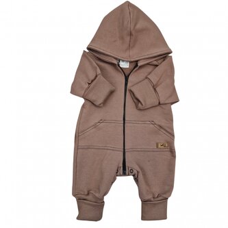 Dětský teplákový overal s prodlouženými náplety, čokoláda, vel. 68; 68 (3-6m)