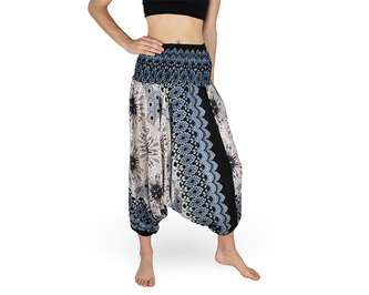 Harémové kalhoty aladin NATSU, zimní květ, černá, bez šňůrky, II. jakost