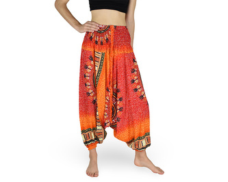 Harémové kalhoty aladin NATSU, trojzubec v kruhu, červená, se šňůrkou, kruh, II. jakost