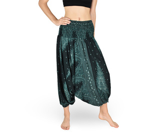 Harémové kalhoty aladin NATSU, paví věž, zelená, bez šňůrky, II. jakost