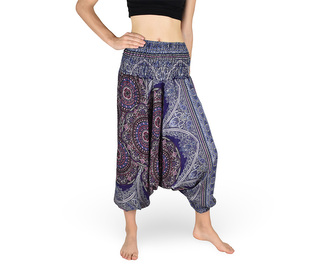 Harémové kalhoty aladin NATSU, multicolor mandala, modrá, bez šňůrky, II. jakost