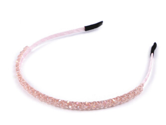 Čelenka do vlasů s broušenými korálky - 1 ks - 2 pudrová