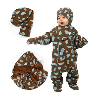 Teplákový overal rostoucí Shapes; Barva: hnědá; Velikost: 92 - 98