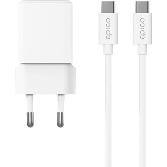 Epico UltraBoost EA10 20W GaN síťový adaptér s 1,2 m USB-C na USB-C kabelem bílý