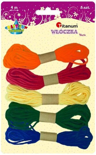 Włóczka 5x4m czerwona, żółta, granatowa, pomarańczowa, zielona, Craft Fun