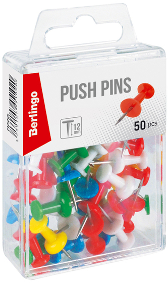 Pinezki beczułki, 24x5mm, dług. igły 12mm, różne kolory, zaw. euro, 50 szt., Berlingo